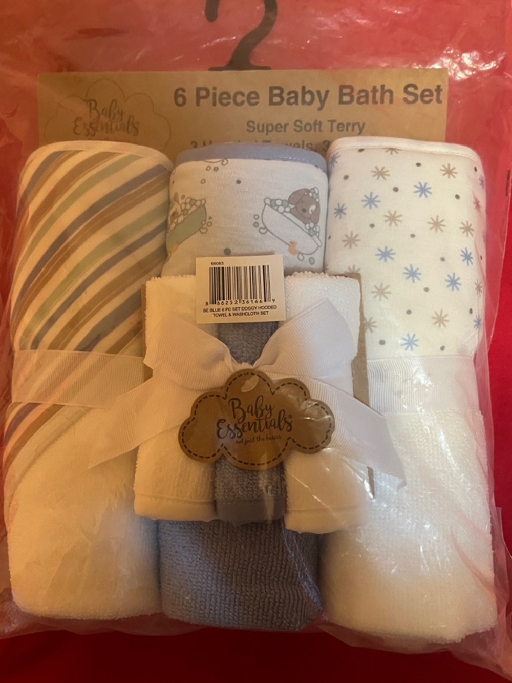 Baby Essentials Baby Bath Set - Blue, White 6 piece bath set